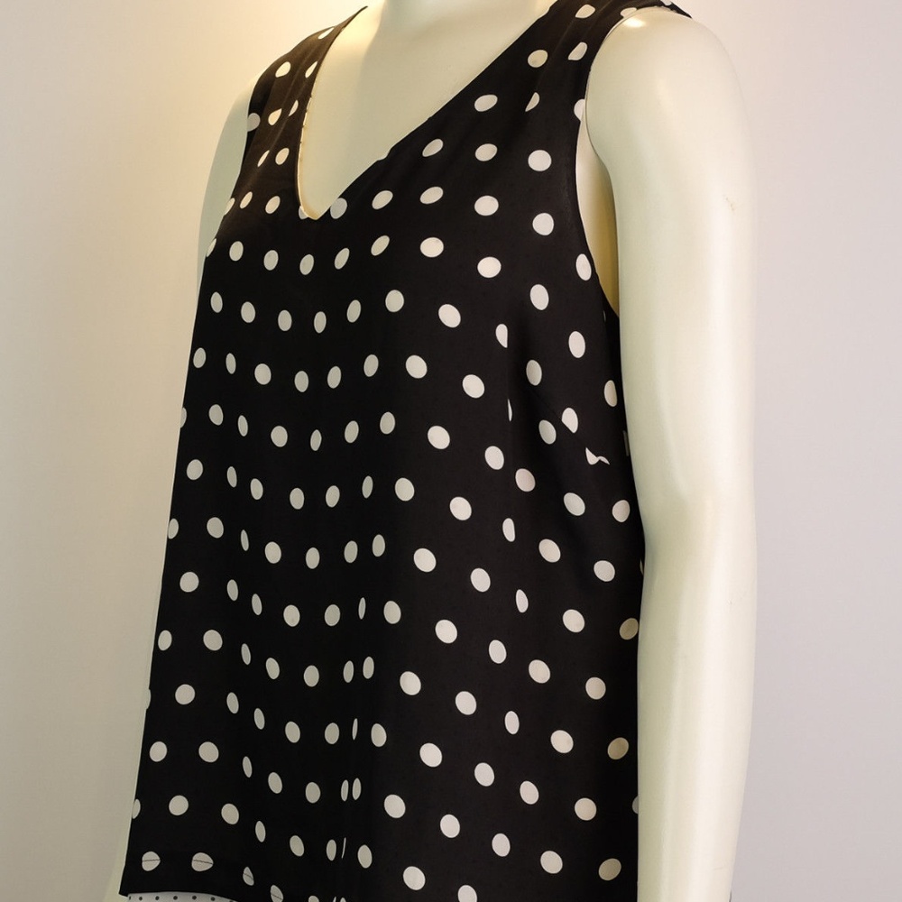 Polka Dot double layer sleeveless top V neck New - Picture 3 of 7